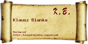 Klausz Bianka névjegykártya